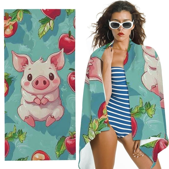 Piggy Beach Towel, Beach Towel Swim Towel for Pool, Bath, Yoga, Camping, Picnic, Beach Party