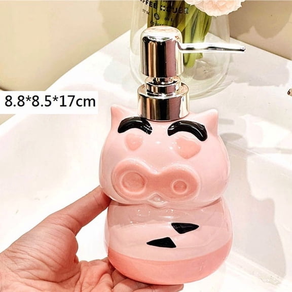 Piggy Ceramic Press Shampoo and Shower Gel Dispenser - Charming Bathroom Decor for Creative Homes