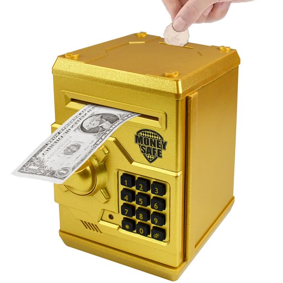 Piggy Electronic Mini Atm For Safe Banks Money Saving Box Password Code Lock Gift (gold)