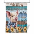 thumbnail image 1 of Piggy Flowers Shower Curtain, Country Farmhouse Cute Pig Animal Blue Brown Wooden Grain Waterproof Shower Curtain Set with 12 Hooks Lightweight Bath Curtains Fabric Bathroom Decor 60x72 Inches, 1 of 9