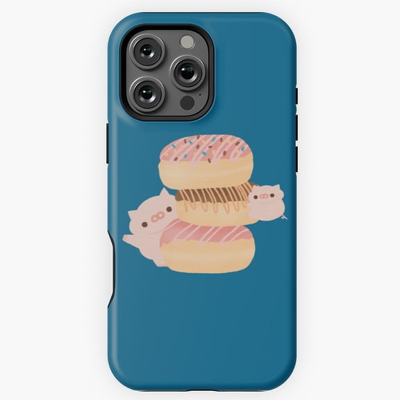 Piggy Loves Donuts Cute Animal Food Phone Case for iPhone 16 15 14 13 12 11 Pro Max