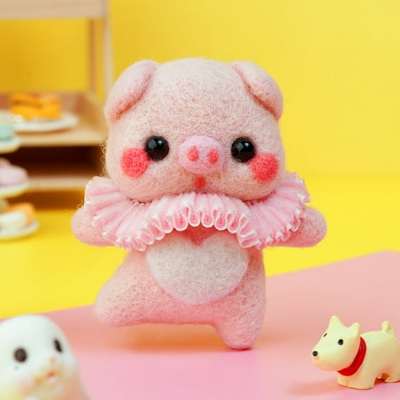 Piggy Needle Felting Kit. Wizardi DIY Wool Craft Kit F07N8-W188