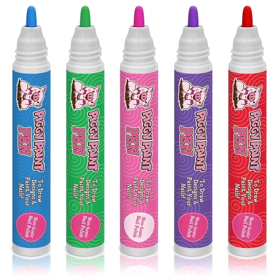 Piggy Paint 5-Pack Pen Bundle Non-toxic Kid-friendly Mess-free Nail Polish Pens