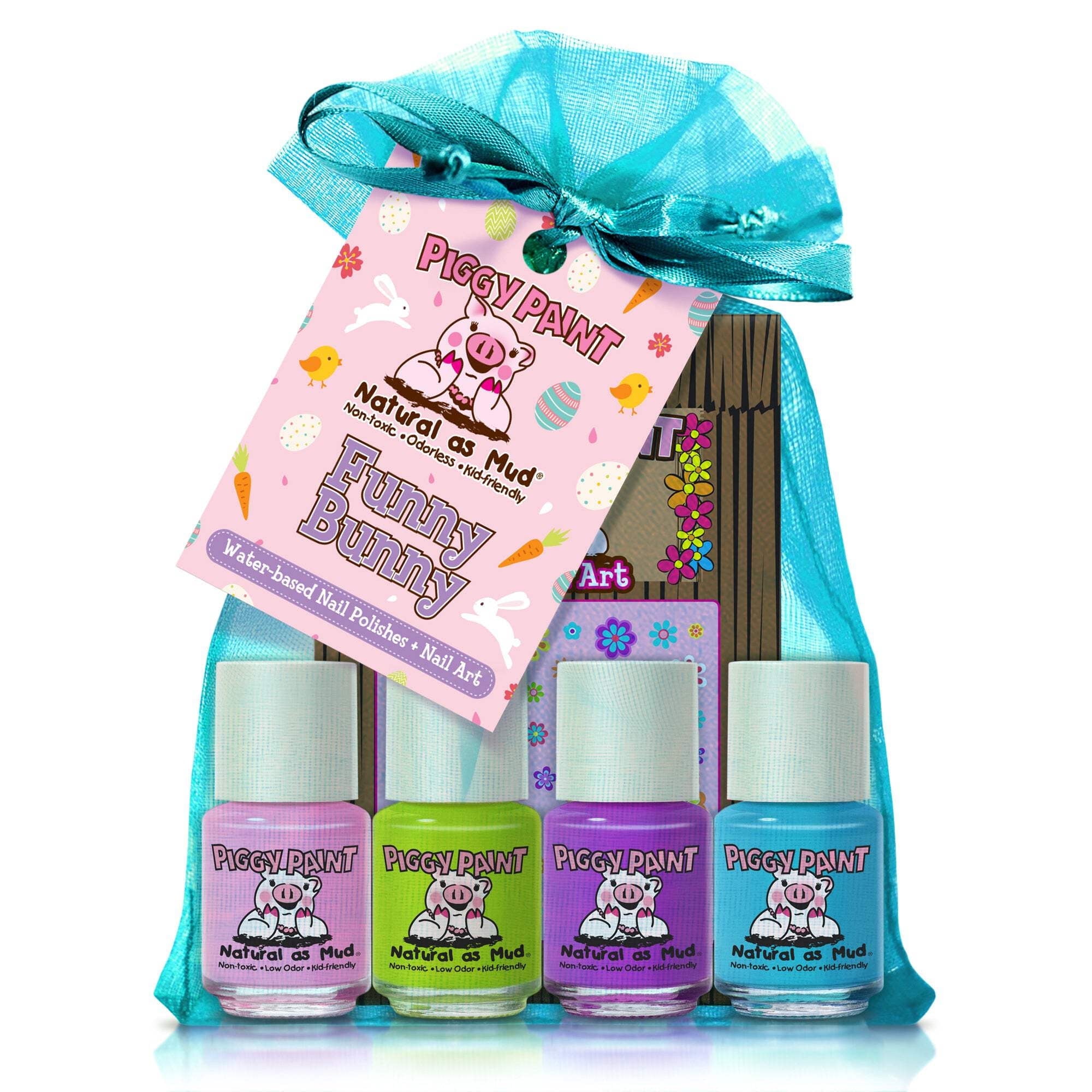 Piggy Paint Funny Bunny Gift Set, 4 Easter Nail Polishes for Kids & Nail Art