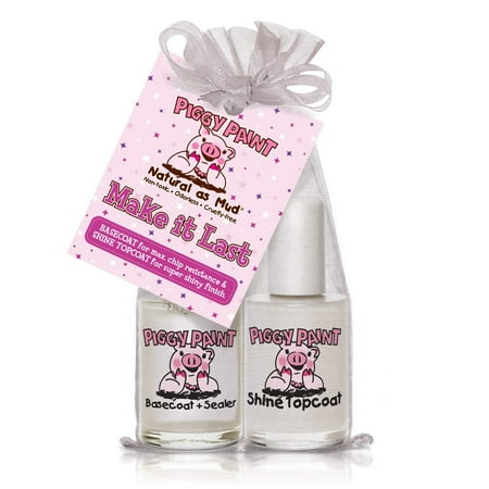 Piggy Paint Make it Last Gift Set, Full-size 0.5 oz. Basecoat & Shine Topcoat