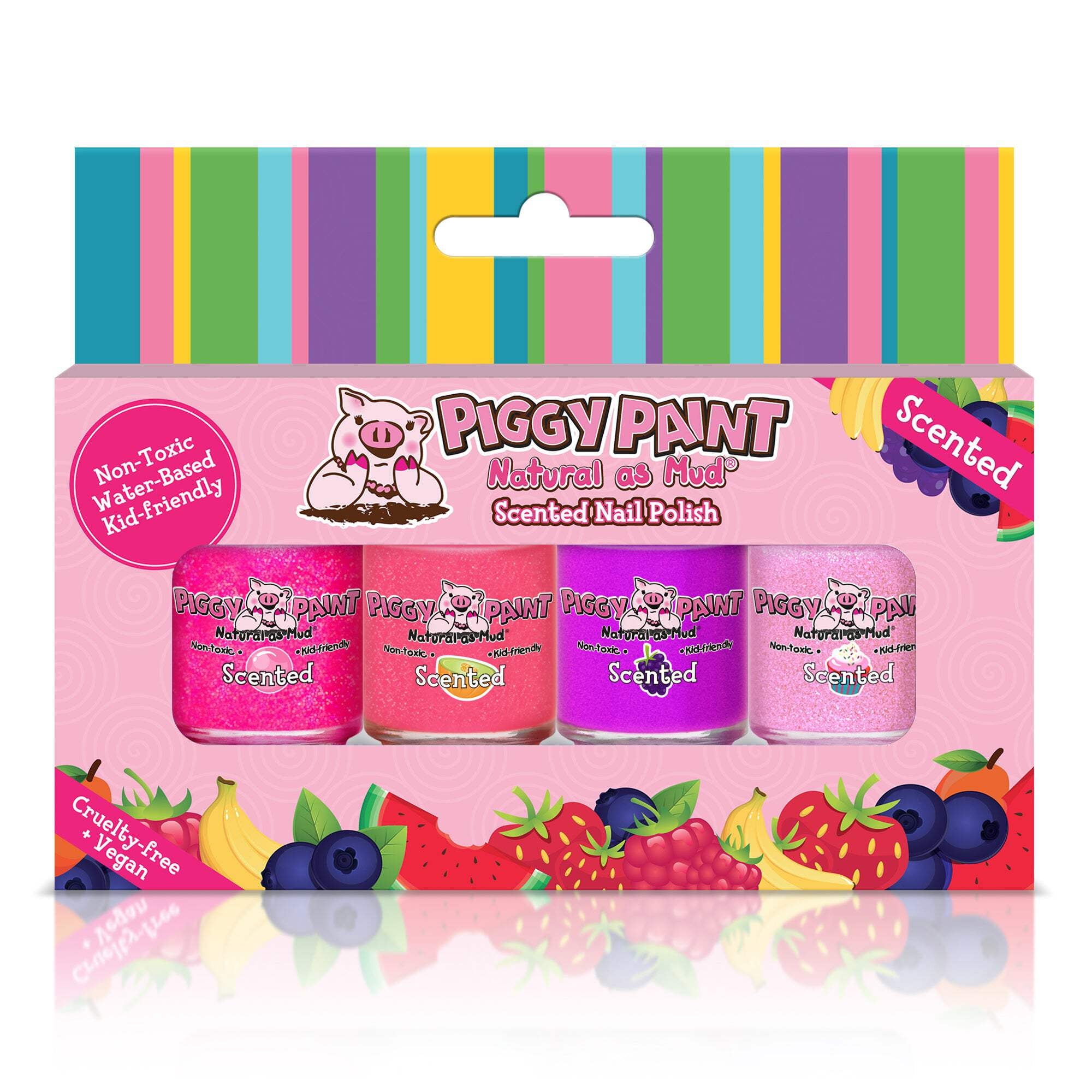 Piggy Paint Scented Lucky Lollipop Gift Set, 4 Scented Nail Polishes for Kids