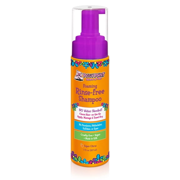 Piggy Paint Foaming Rinse Free Shampoo, Waterless, Kid-friendly, Super Citrus Scent