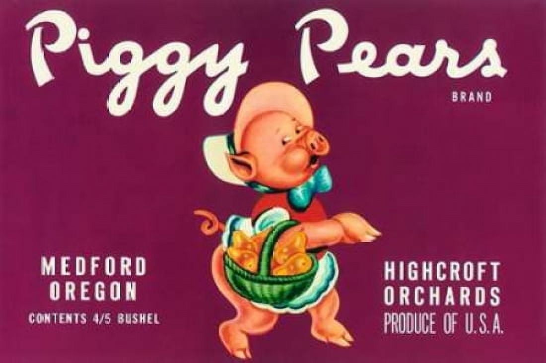 Piggy Pears Crate Label Canvas Art - Retrolabel (12 x 18)