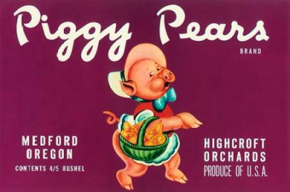 Piggy Pears Crate Label Canvas Art - Retrolabel (24 x 36)