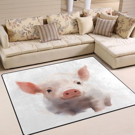 Piggy Pig Area Rug Washable 80 x 58 Floor Carpet Mat Non Slip for Bedroom Living Room Home Decor