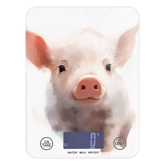 Piggy Pig Food Scale Digital Kitchen Scale Waterproof Tempered Glass Tare Function 11 lb for Baking Cooking Meal Prep