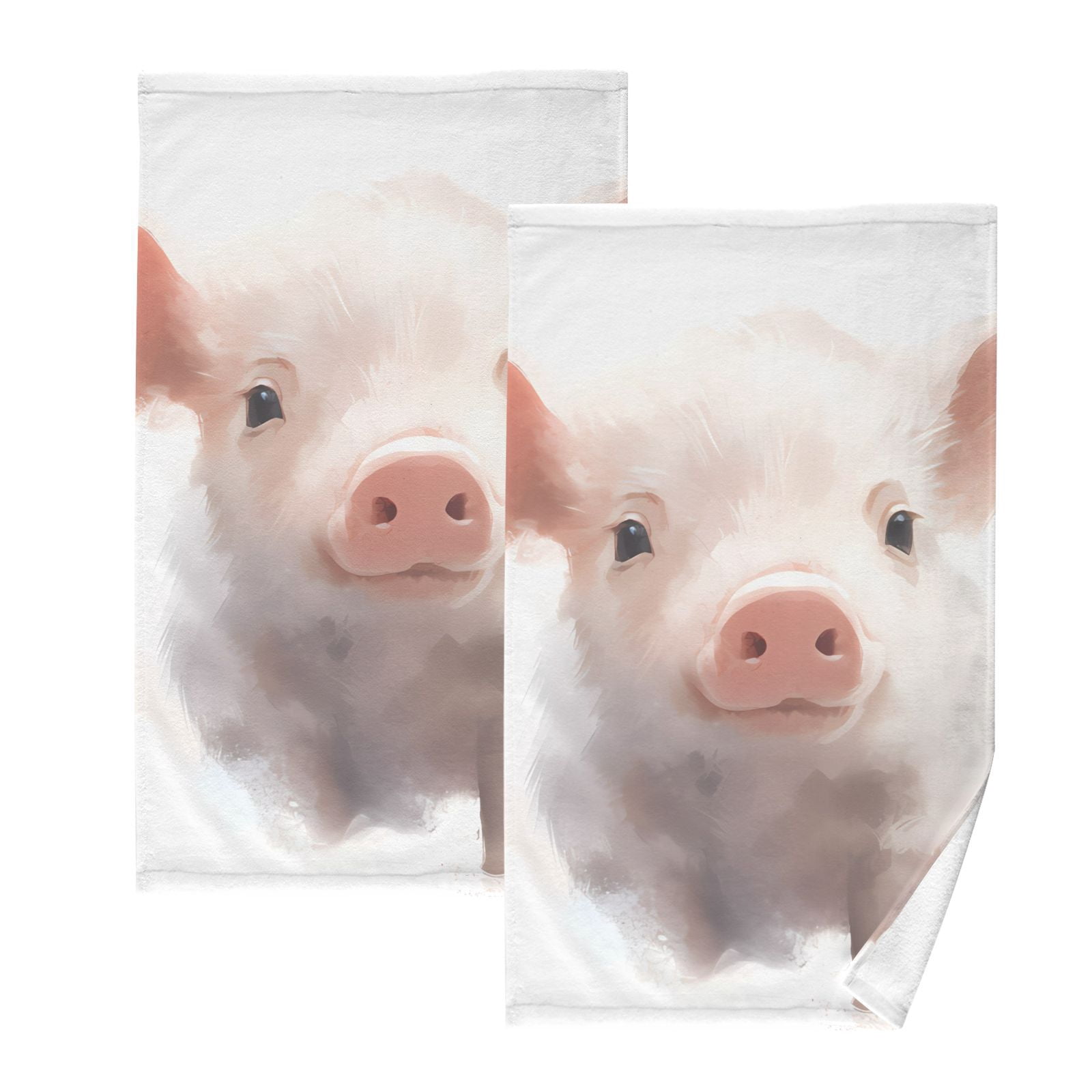 Piggy Pig Hand Towel Bath Towels Face Towels Cotton Absorbent for Home Hotel Spa Swimming Yoga Sports Decorative Towel Set of 2