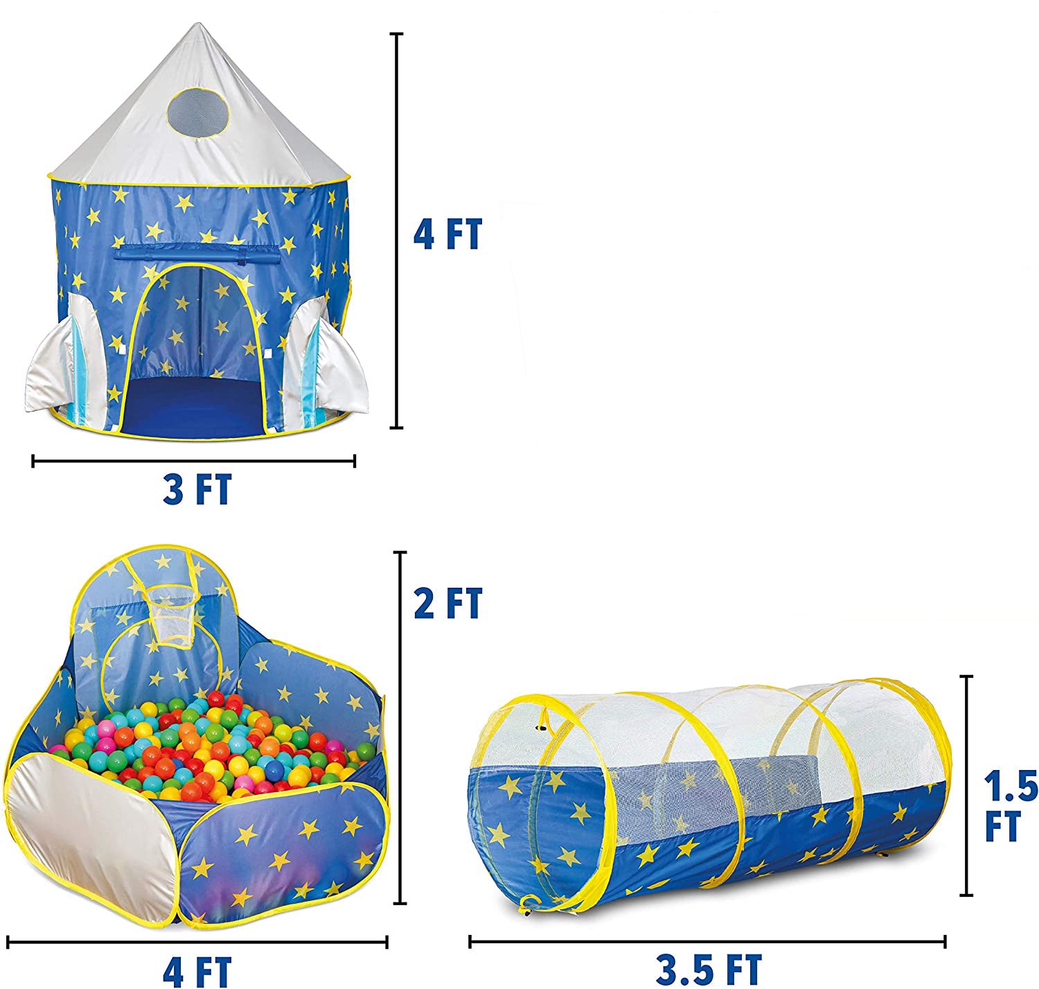 Piggy Poo and Crew Rocket Pop Up Play Tunnel and Ball Pit Comes with