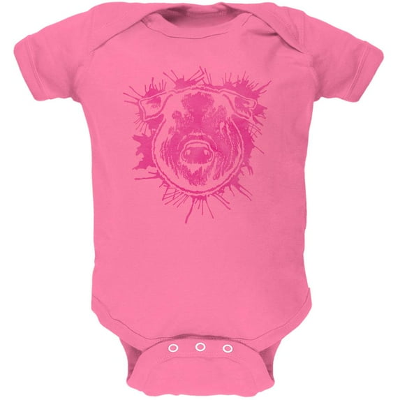Piggy Pretty in Pink Soft Baby One Piece Raspberry 18-24 M
