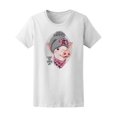 thumbnail image 1 of Piggy With Knitted Hat T-Shirt Women -Image by Shutterstock, Female Large, 1 of 2