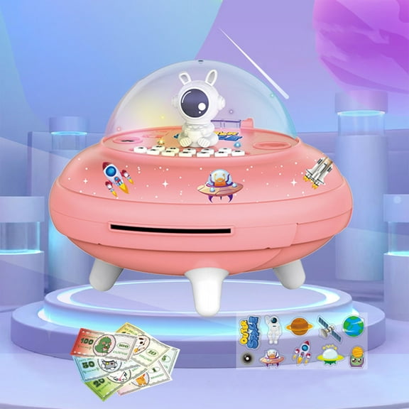 Piggybank For Kids Space Savings Tank UFO Simulation Face Fingerprint Savings Tank Cashes Saving Box For Boys And Grils Gifts Toys