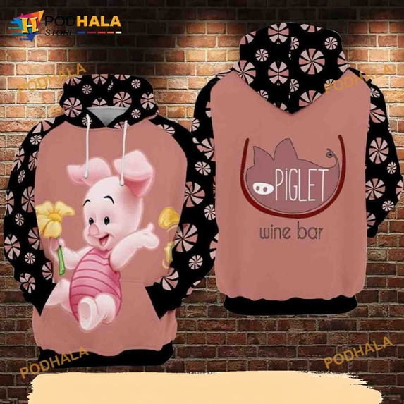 Piglet Cartoon Winnie The Pooh Wine Bar All Over Print 3D Hoodie