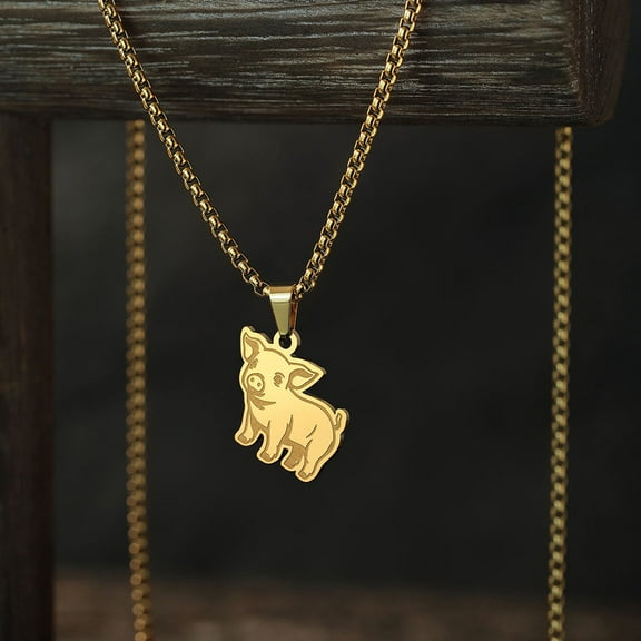 Piglet Necklace Women Men Jewelry Stainless Steel Animal Pendant Necklaces Gift