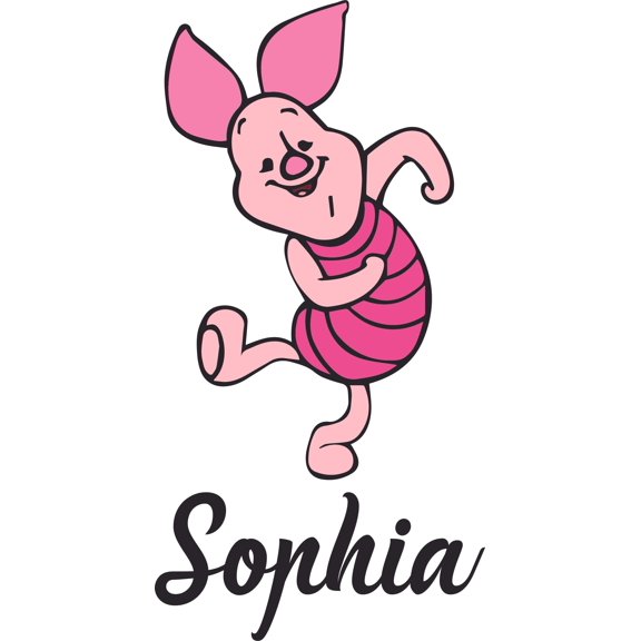 Piglet Pig Winnie The Pooh Cartoon Customized Wall Decal - Custom Vinyl Wall Art - Personalized Name - Baby Girls Boys Kids Bedroom Wall Decal Room Decor Wall Stickers Decoration Size (20x12 inch)