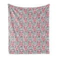 thumbnail image 1 of Piglet Soft Flannel Fleece Throw Blanket, Nerdy Pig Animal on a Checkered Background Watercolor Paint Design Print, Cozy Plush for Indoor and Outdoor Use, 50" x 60", Pink and Multicolor, by Ambesonne, 1 of 5