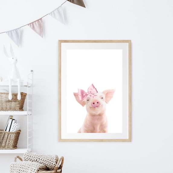 Piglet Wearing A Bow Cute Animal Coquette Aesthetic Preppy Gold Baby ...