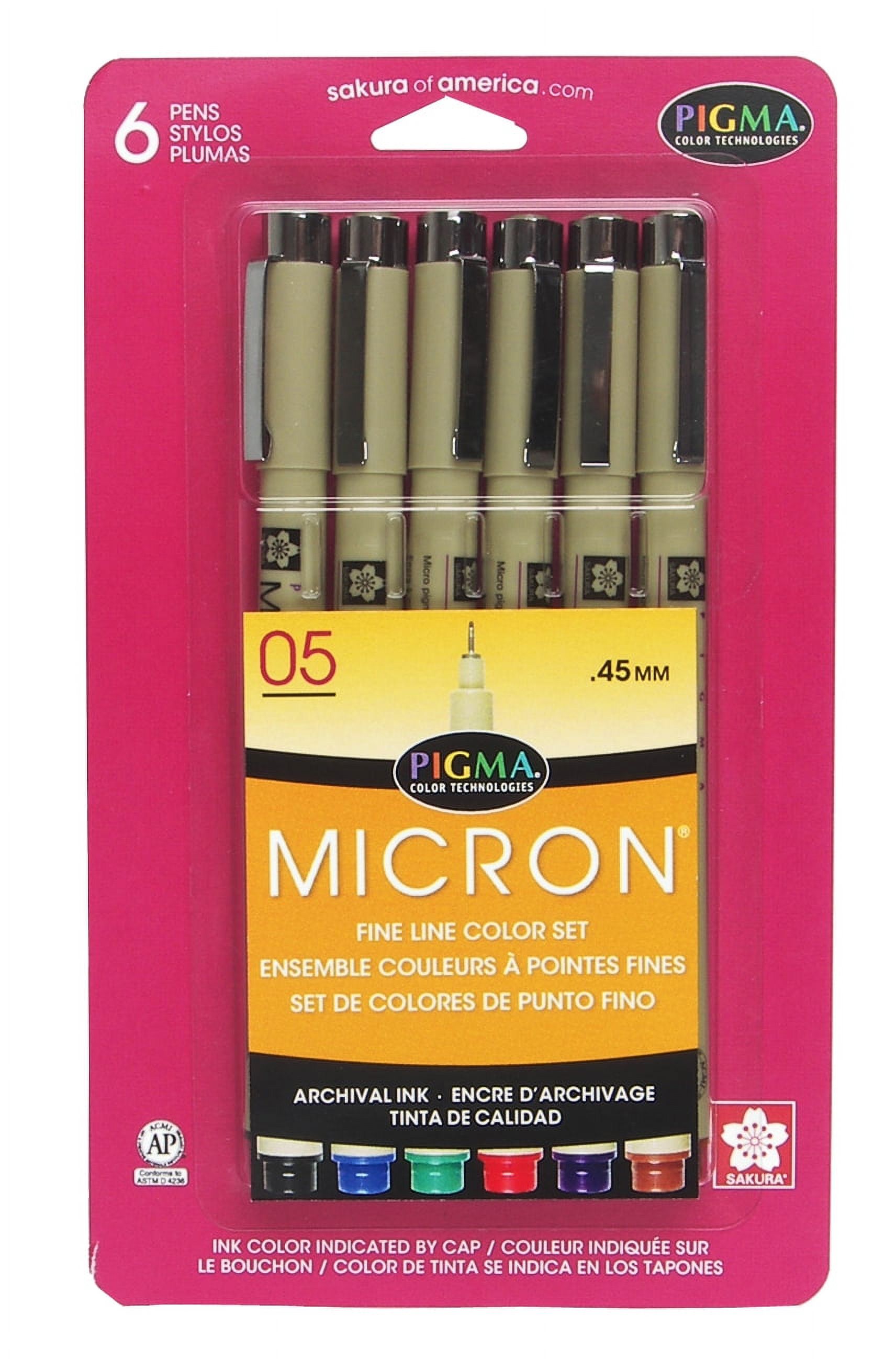Pigma Fine Line Design Pen 6-Assorted Color Pack .45mm - image 1 of 2