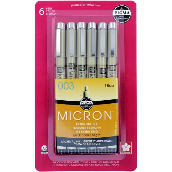 Pigma Micron Pens 003 .15mm 6/Pkg-Black