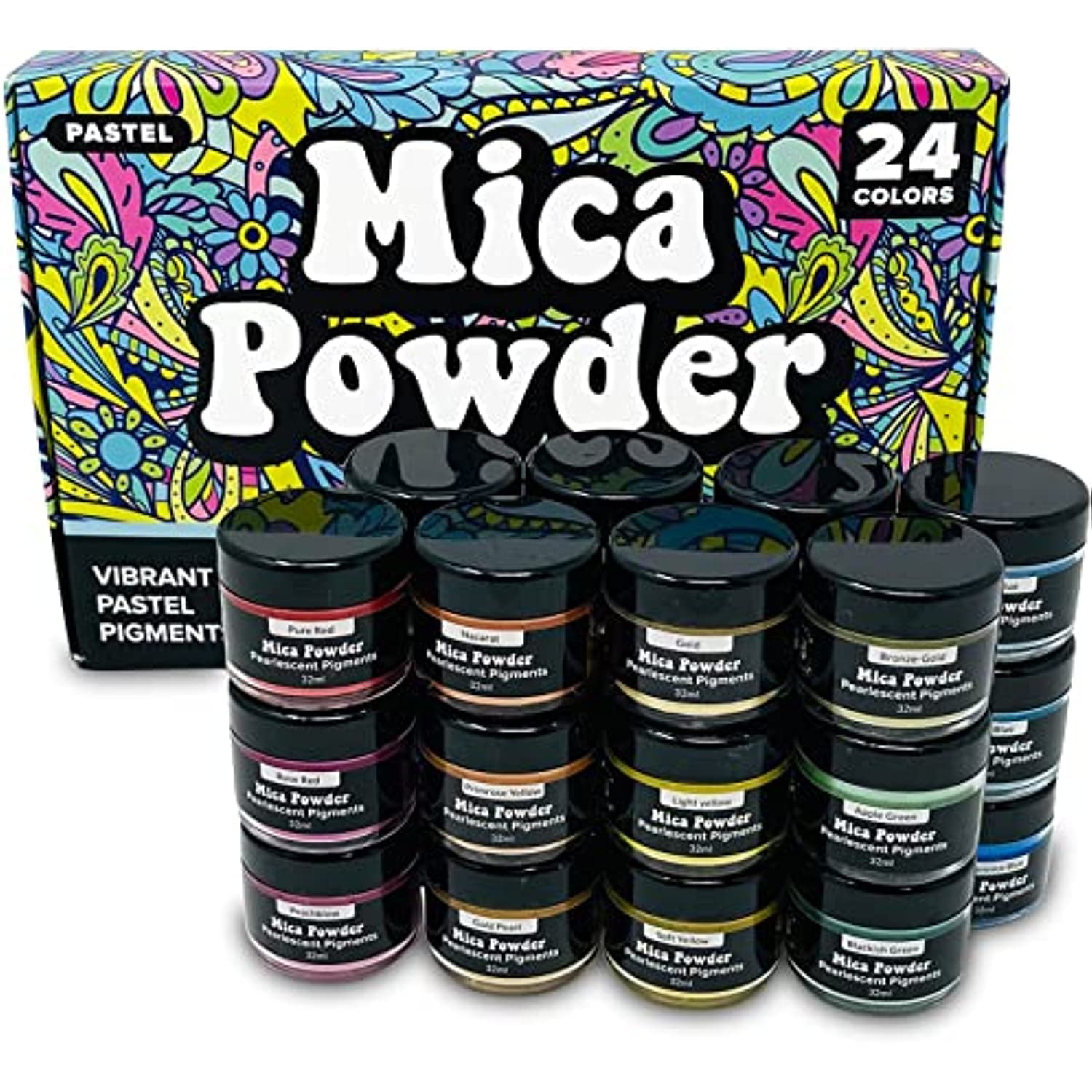 Eye Candy Mica Powder - Pigment Powder 15-Pack Set R - Colorant for Epoxy - Resin - Woodworking - Soap Molds - Candle Making - Slime - Bath Bombs - NA