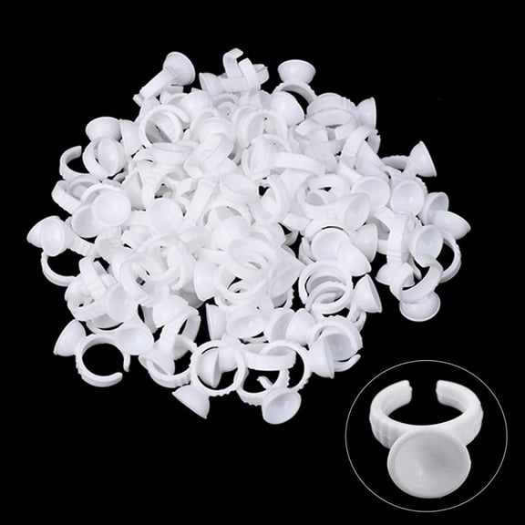 Pigment Rings - 300PCS Tattoo Ink Rings Cups Disposable Makeup Rings Tattoo Glue Holder Tattoo Ink Ring Adhesive Makeup Glue Rings Plastic Nail Art Eyelash Extension Rings(Small)
