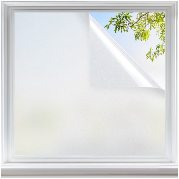 Pigo Window Privacy Film, Non-Adhesive Frosted Glass Window Film for Bathroom, Static Cling Heat Blocking Stickers for Home Indoor Opaque Frosting Coverings House Tint, 35.4" x 78.7"