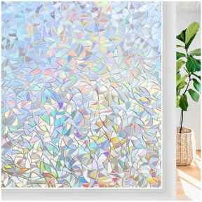 Pigo Window Privacy Film Rainbow Film Decorative Window Sticker, 3D Static Stained Glass Cling Tint for Home Heat Control Non-Adhesive, 17.5 x 78.7 inches