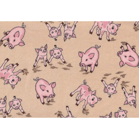 Pigs 60" Wide Flannel Fabric
