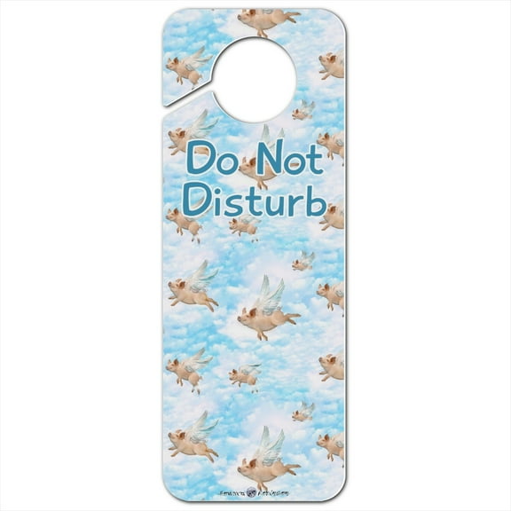 Pigs Could Fly Flying Clouds Sky Pattern Plastic Door Knob Hanger Sign