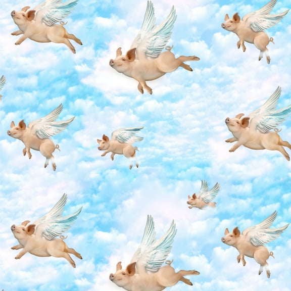 Pigs Could Fly Flying Clouds Sky Pattern Premium Roll Gift Wrap Wrapping Paper