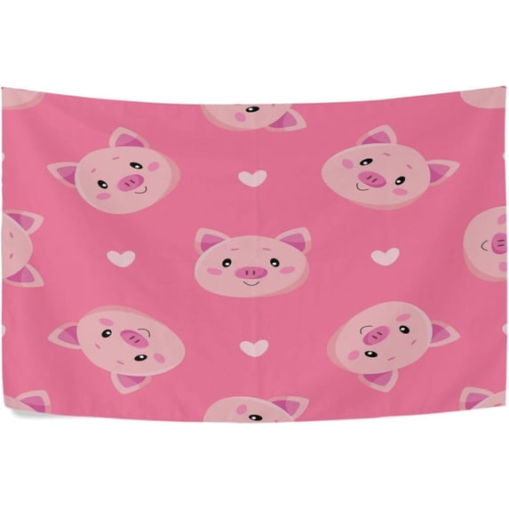 Pigs Love Heart Tapestry Wall Hanging Tapestries Happy Colorful Hippie Psychedelic Art Polyester Carpet Wall Decorative for Living Room Bedroom 60x51inch Gift Decor