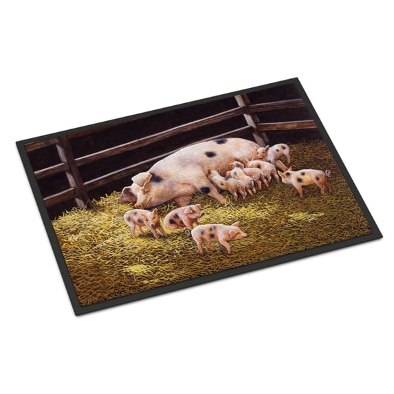 Pigs Piglets at Dinner Time Door Mat