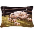 thumbnail image 1 of Pigs Piglets at Dinner Time Fabric Decorative Pillow, 1 of 1
