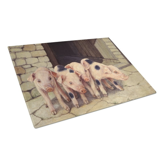 Pigs Piglets by Daphne Baxter Glass Cutting Board Large