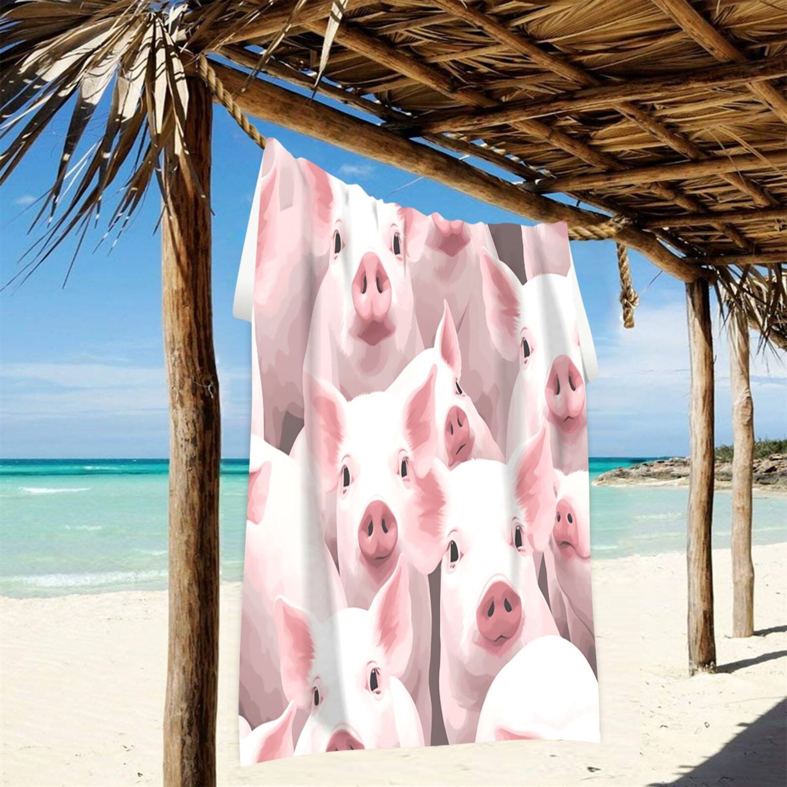 Pigs Pink Beach Towel Oversized Sandproof Absorbent Quick Dry Towels Adult for Travel Vacation Essentials
