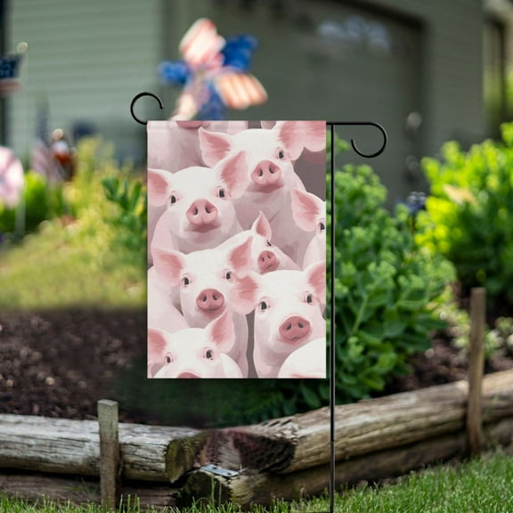 Pigs Pink Garden Flag Double Sided Outdoor Banners for Courtyard Outdoor Lawn Farmhouse Holiday Decorations