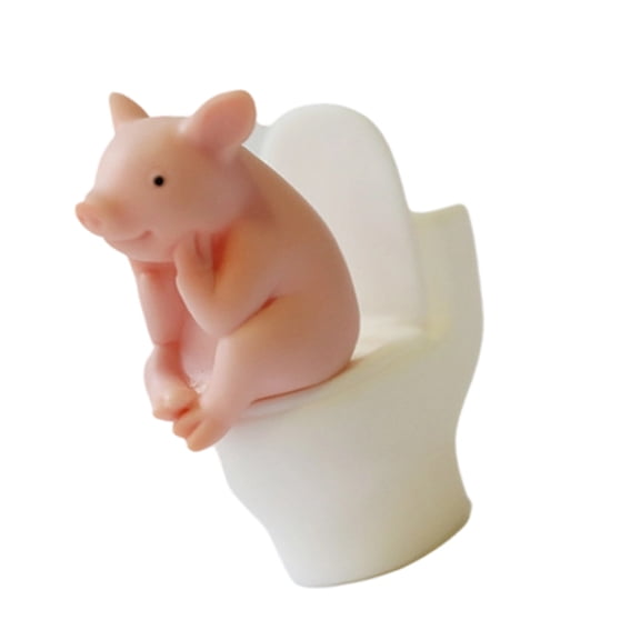 Pigs Statue Minis Pigs Figurines,Home Decors Garden Statue for Microlandscape Pigs/Frogs Squatting on The Toilet