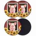thumbnail image 1 of Pigs Sunflowers Coasters Set of 4, Absorbent Coasters for Drinks, Farmhouse Red Barn Flowers Animals Coaster for Desk Coffee Table Protection, Home Decor House Warming Gifts 4", 1 of 8