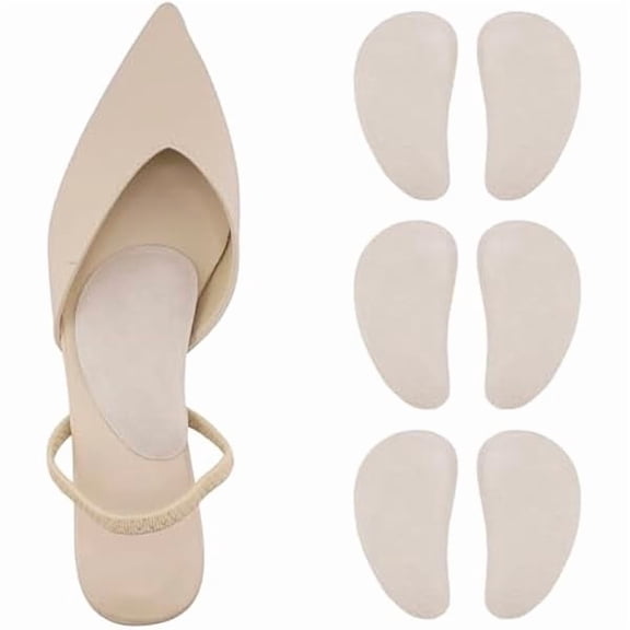 Pigskin Arch Support Pads for Flat Feet, High Arch & Plantar Fasciitis 0.33 Inch, Anti-Slip Arch Cushion Inserts for High Heels Sandals Flats Relief Pain and Pressure, 3 Pairs.