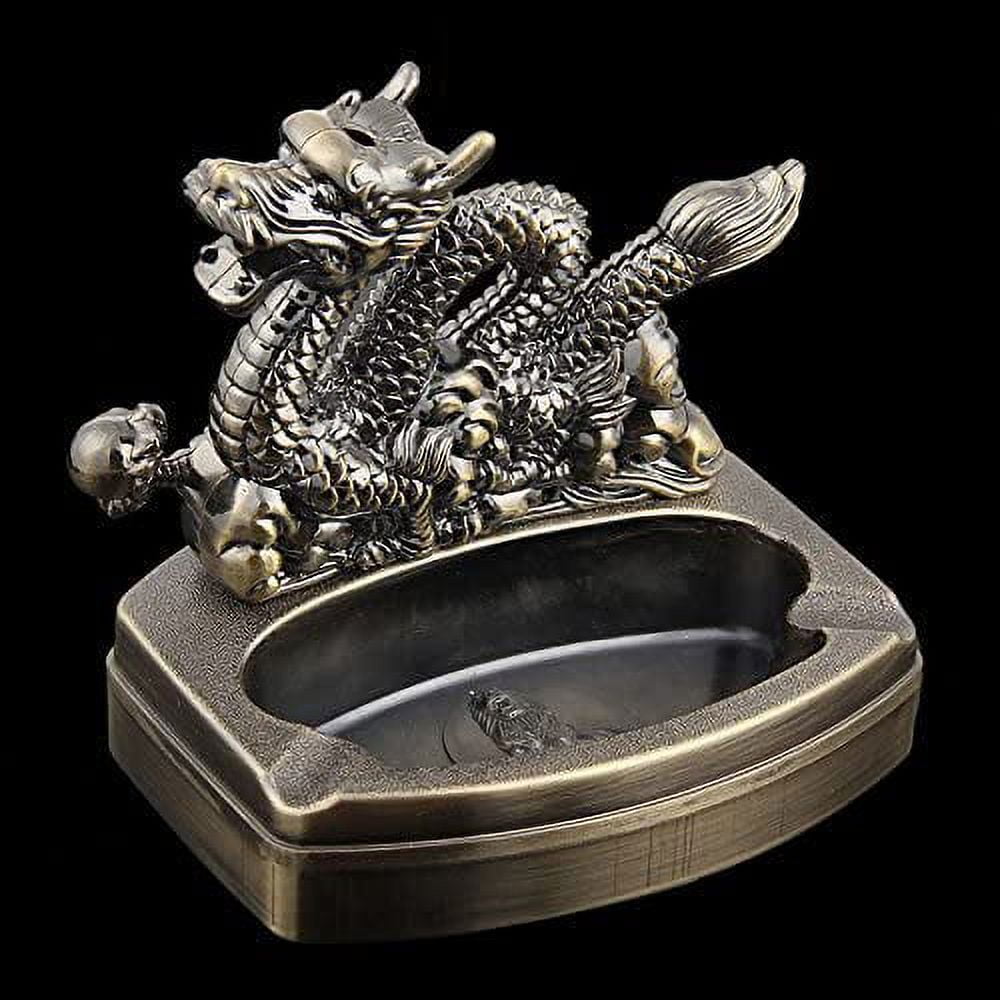 Piioket Dragon Designed Shape Cigar Cigarette Lighter Refillable Butane Gas  Normal Flame Lighter with Ashtray Ash Tray
