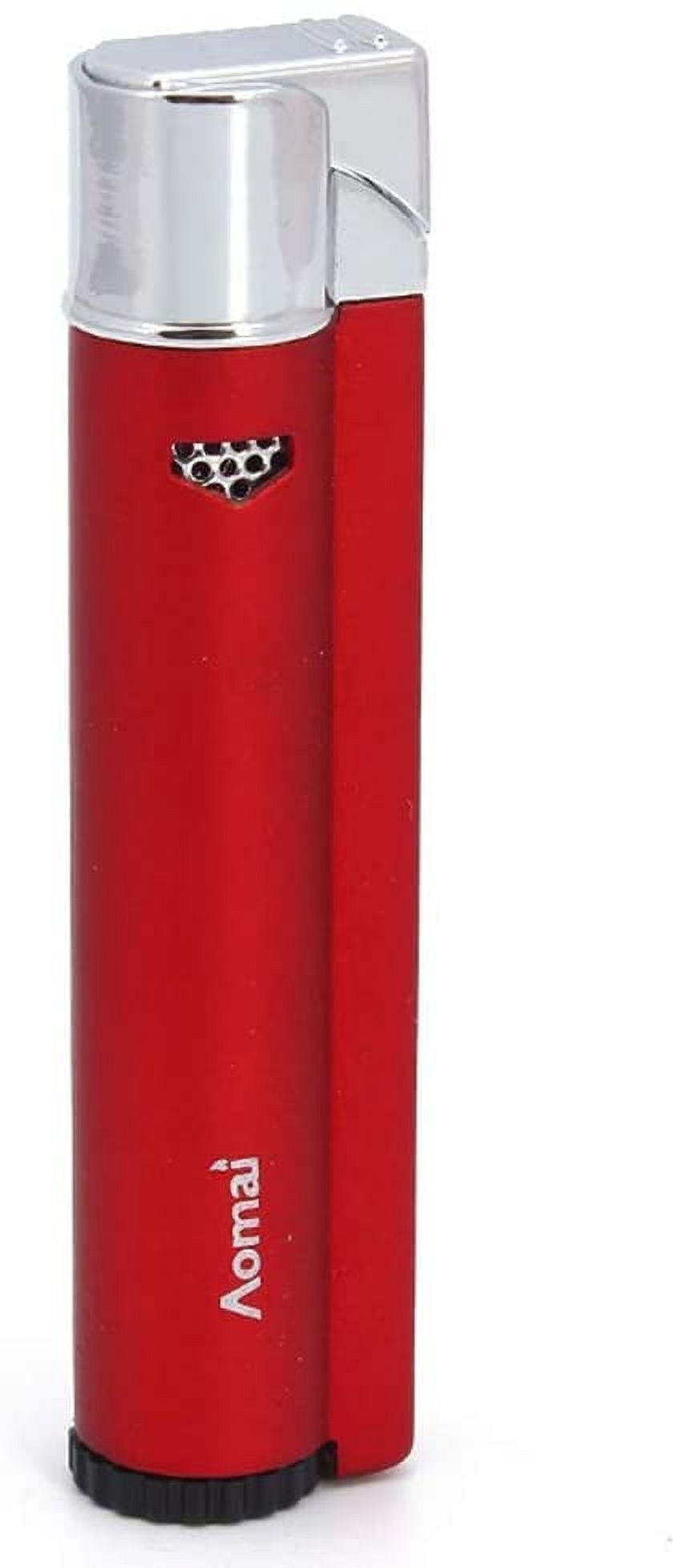 Piioket Metal Jet Flame Lighter Windproof Refillable Butane Gas Cigar  Cigarette Lighter - Red