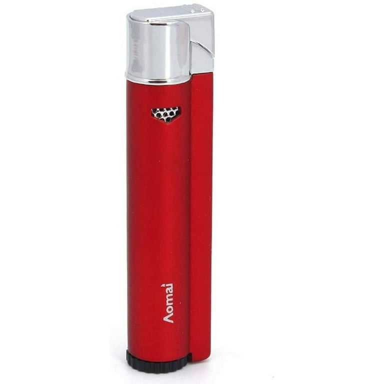 high quality cigarette lighter Piioket Metal Jet Flame Lighter Windproof Refillable Butane Gas Cigar Cigarette  Lighter - Red