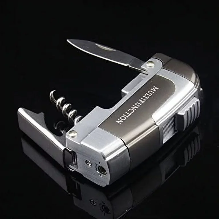 cigarette lighter with knife Stylish Luxury Cigar V Shape Cigar Holder Dual Nozzle Flame Butane Refillable Torch Lighter Smoker Gift KY Creative Best Gift Folding
