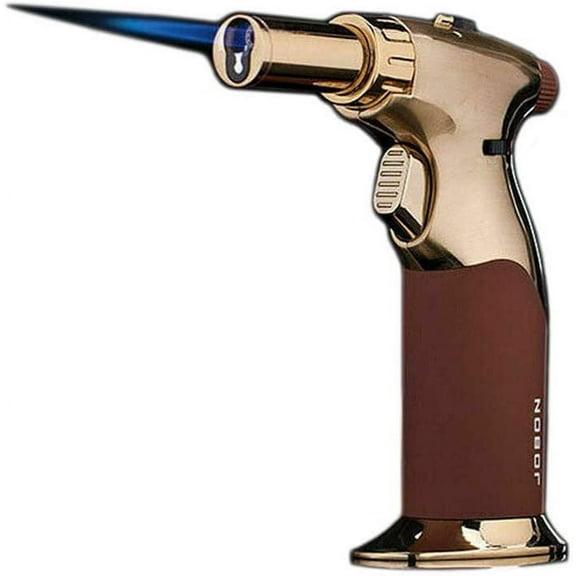 Piioket Windproof Jet Torch Flame Lighter Refillable Butane Gas Adjustable Jet & Normal Fire Cigar Cigarette Lighter - Gold