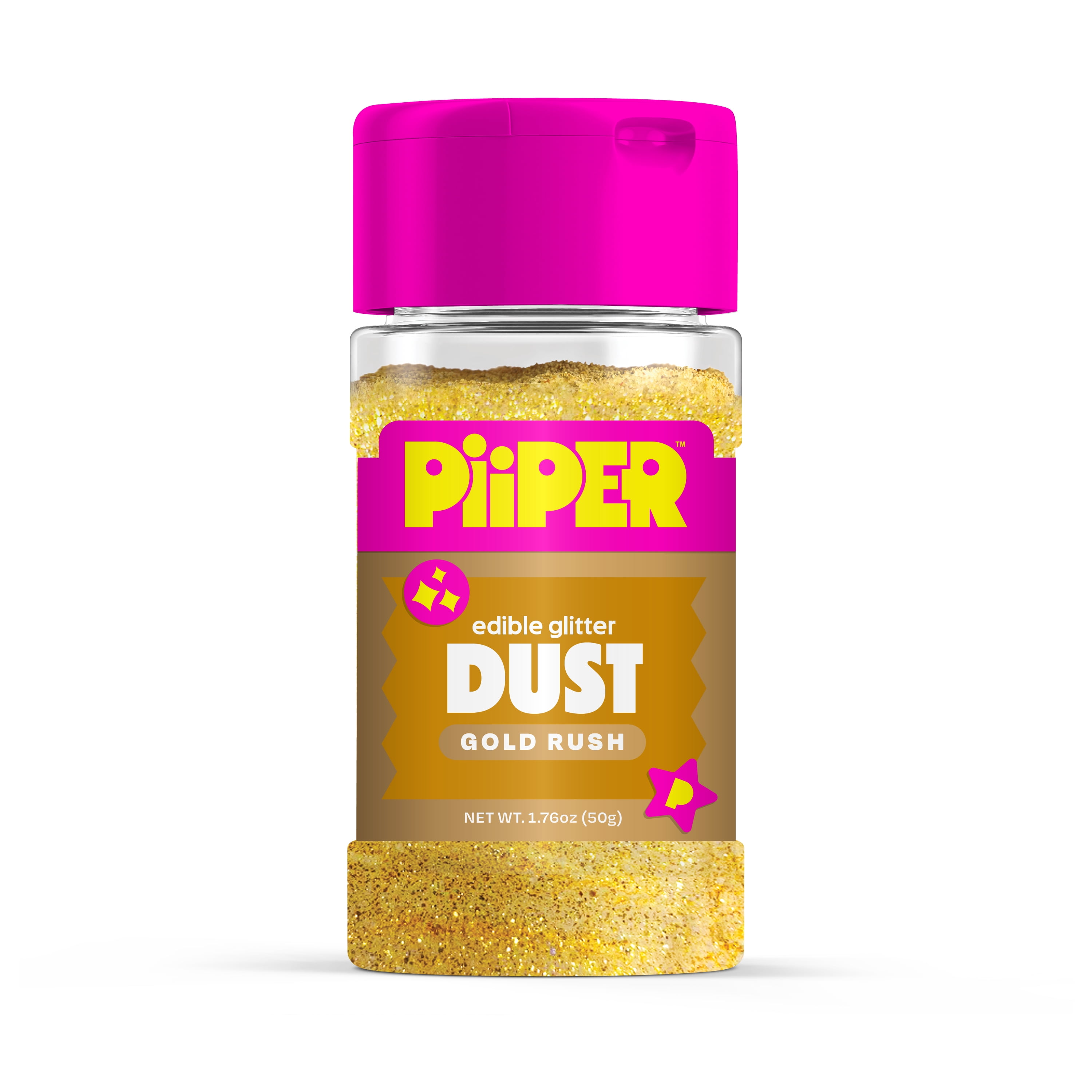 Piiper Edible Dust Gold Rush, Edible glitter dust, Shake to apply, for desserts, drinks & treats