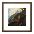thumbnail image 1 of Pijnacker Boatmen Moored On Shore Of Italian Lake 8X8 Inch Square Wooden Framed Wall Art Print Picture with Mount, 1 of 4